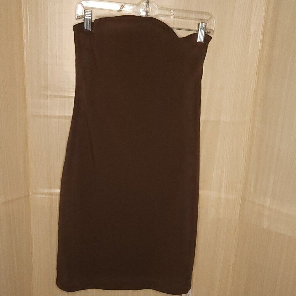 Asos Design Brown Knit Strapless Stretchy Dress 10